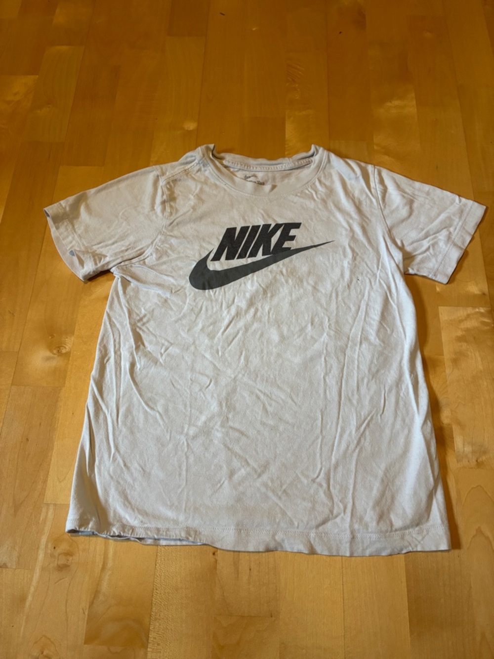 Nike Youth White Short-Sleeve Logo Tee with Black Swoosh